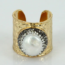 Load image into Gallery viewer, natural big pearl druzy finger rings