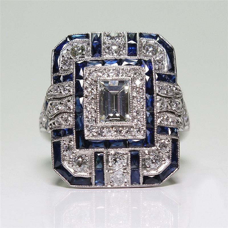 Cubic Zircon Ring Men Geometric