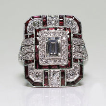 Load image into Gallery viewer, Cubic Zircon Ring Men Geometric