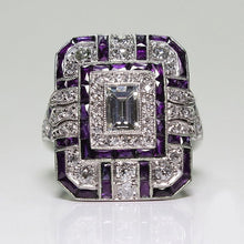 Load image into Gallery viewer, Cubic Zircon Ring Men Geometric